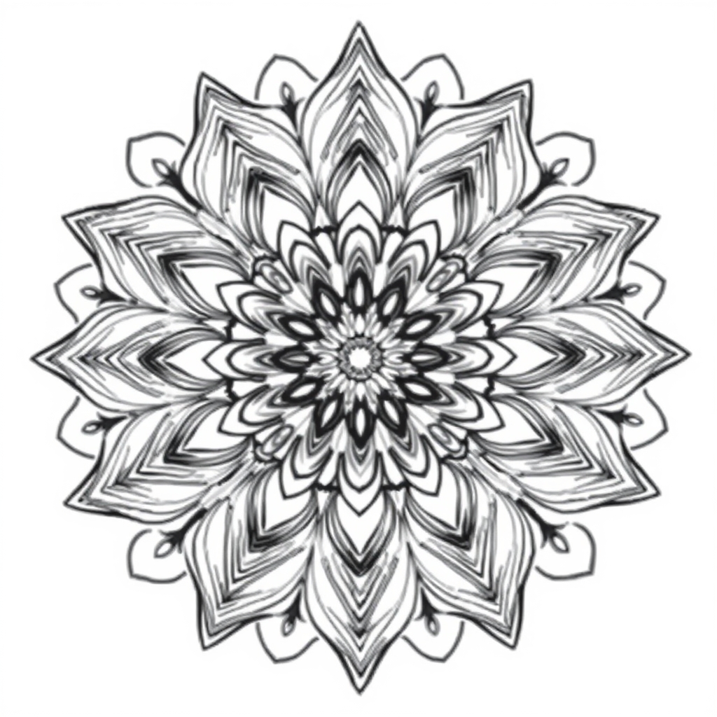Aurora Bloom Mandala - printable coloring page