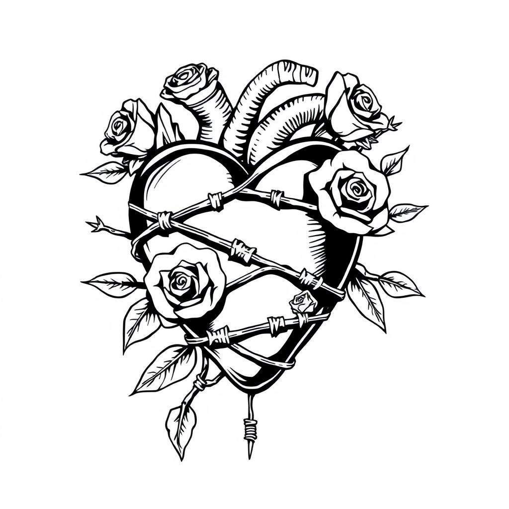Barbed Heart - coloring page preview