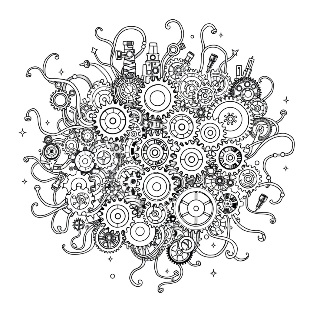 Biomechanical Odyssey - coloring page preview