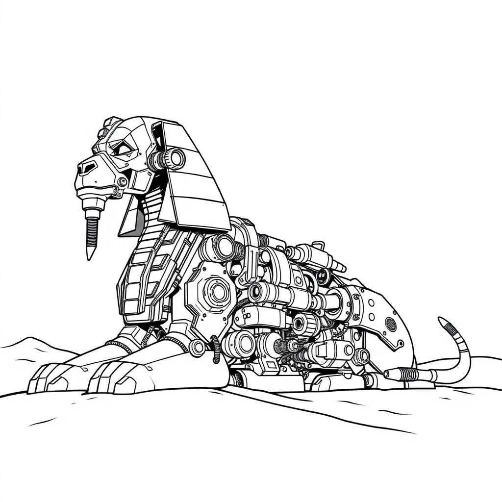 Bolted Sphinx Beast - coloring page preview
