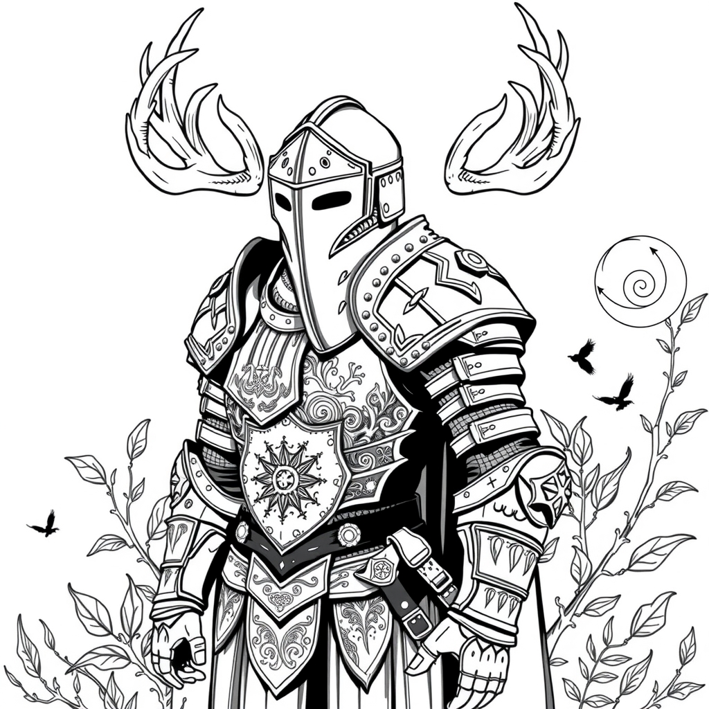 Brass Antler Armour - coloring page preview