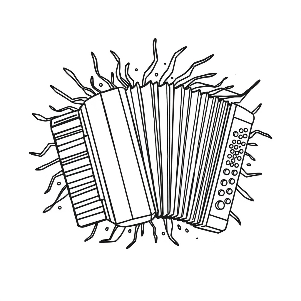 Bursting Accordion - coloring page preview