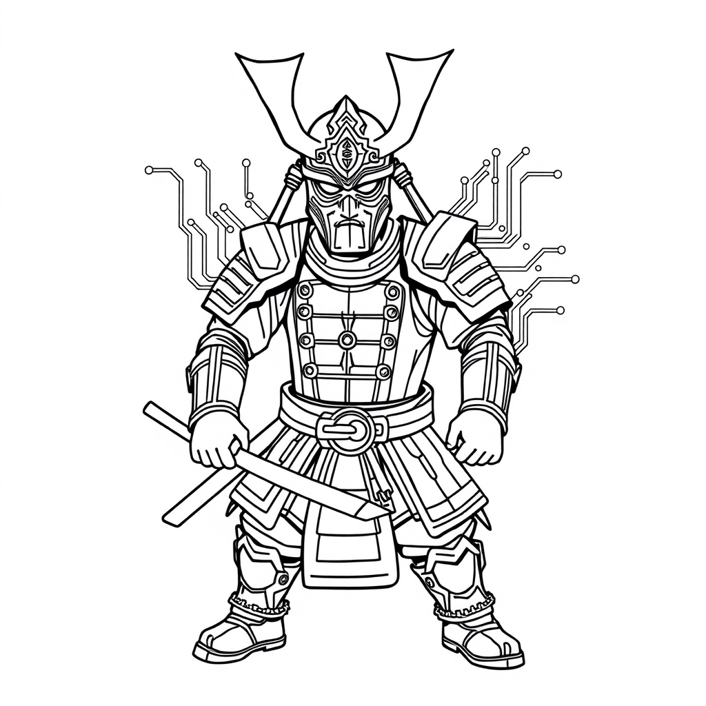 Circuit Samurai - coloring page preview