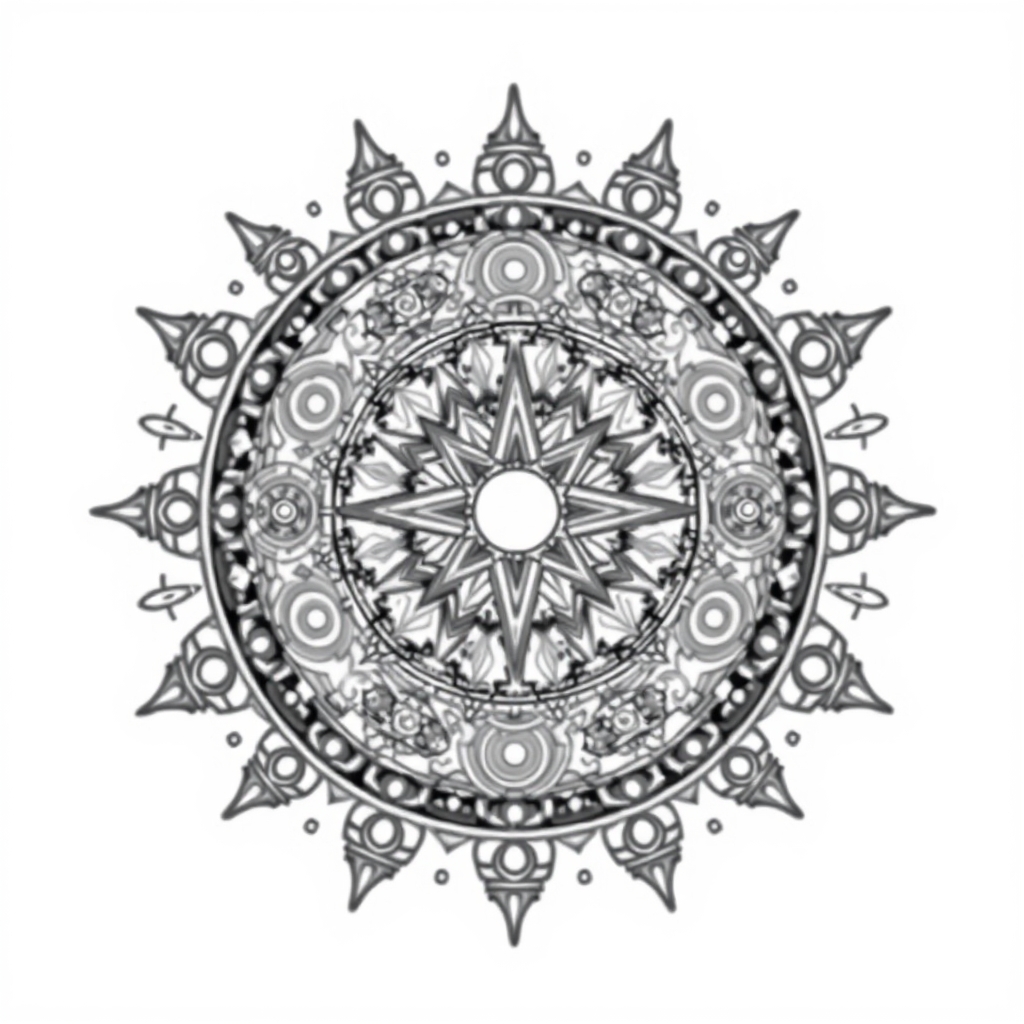Cosmic Gearhive Mandalas - coloring page preview