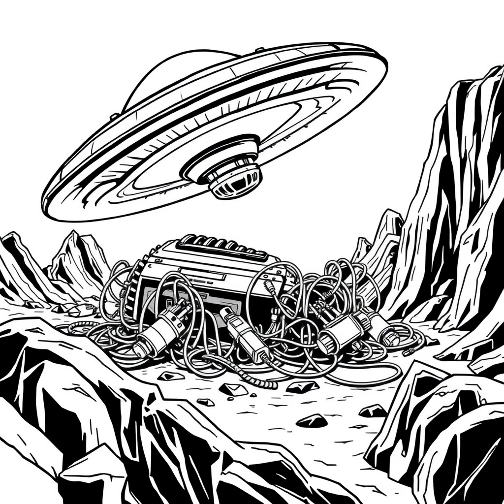 Crashed Alien Ship - coloring page preview