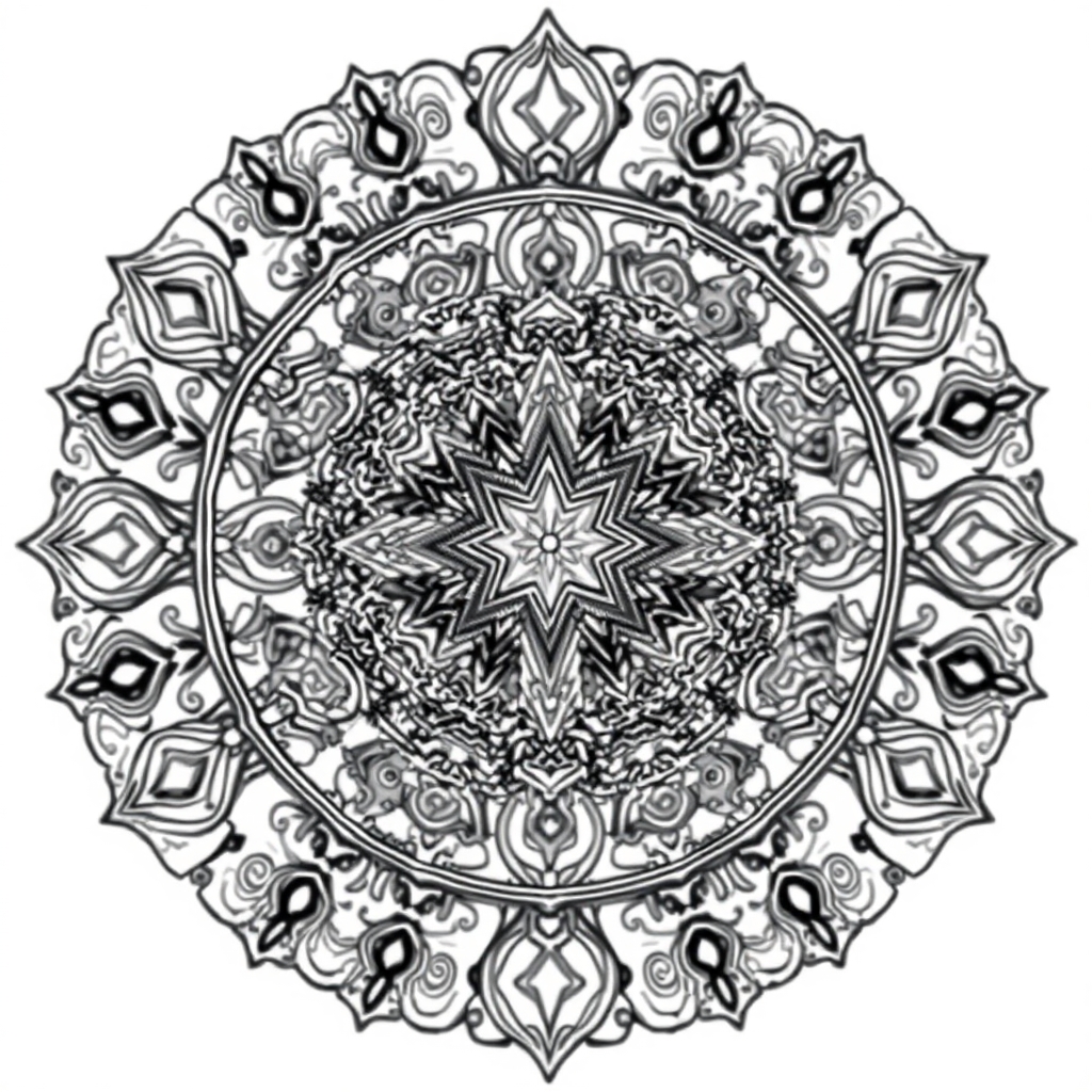 Galactic Gearhive Mandala - coloring page preview