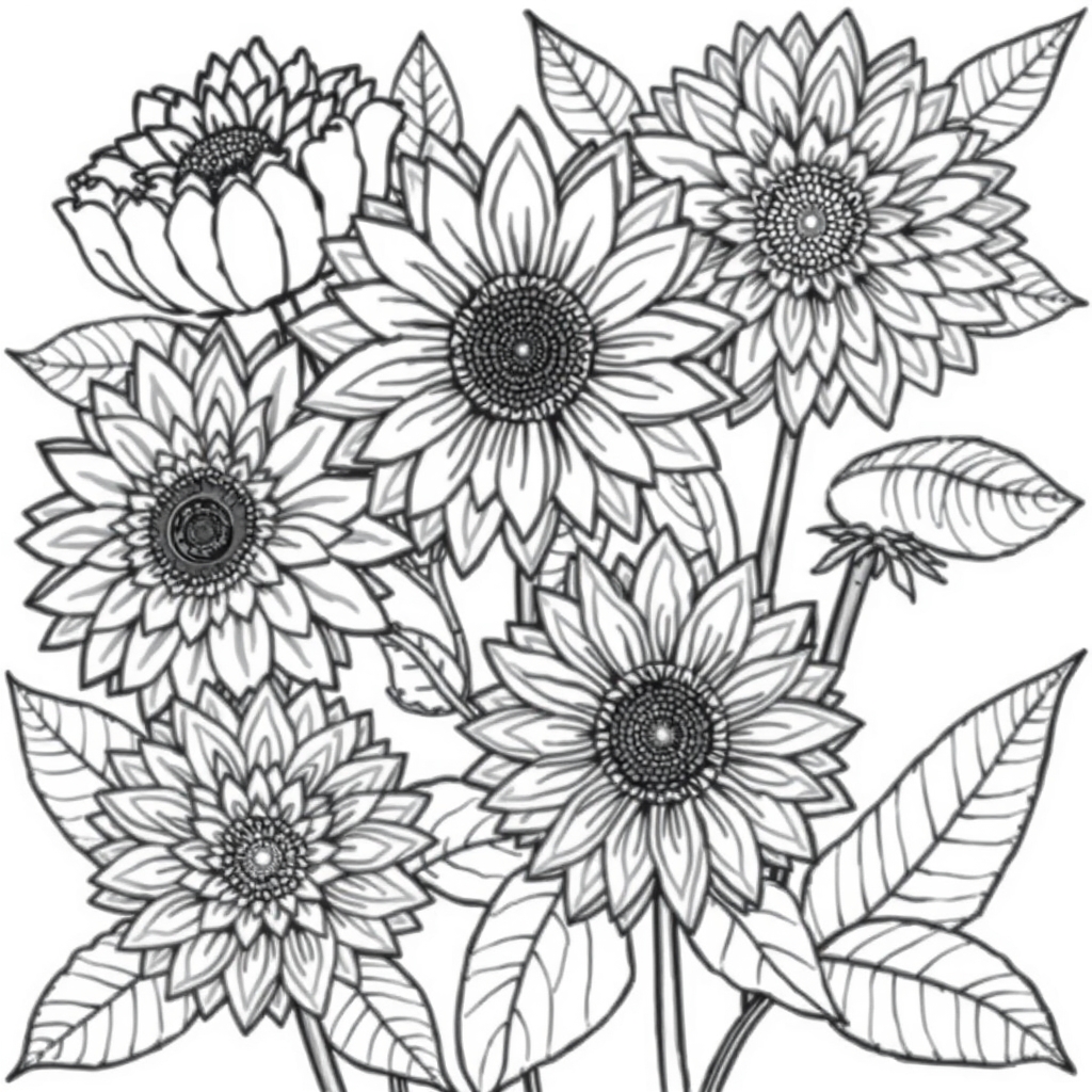Geometric Flower Burst - coloring page preview