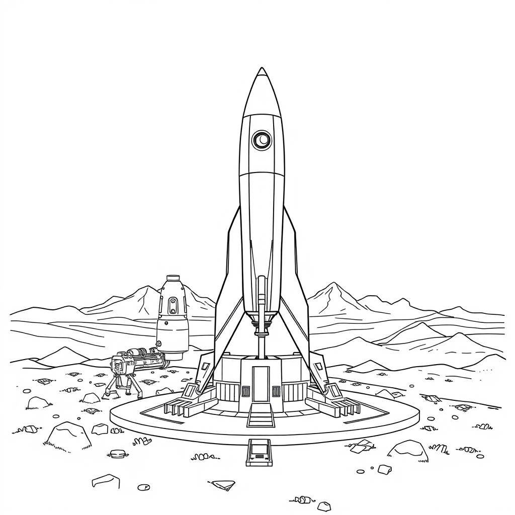 Mars Rocket Launch - coloring page preview