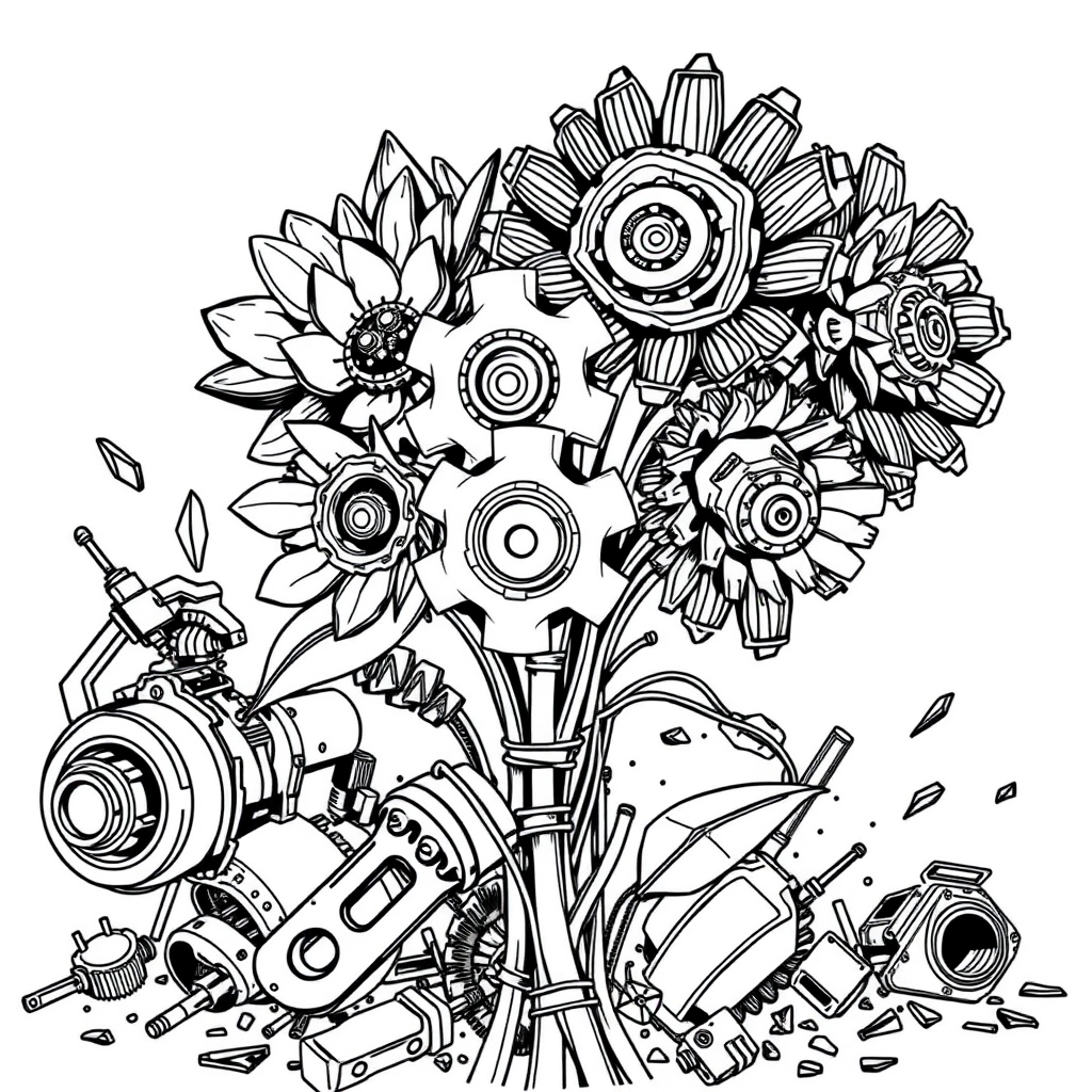 Metal Flower Massacre - coloring page preview