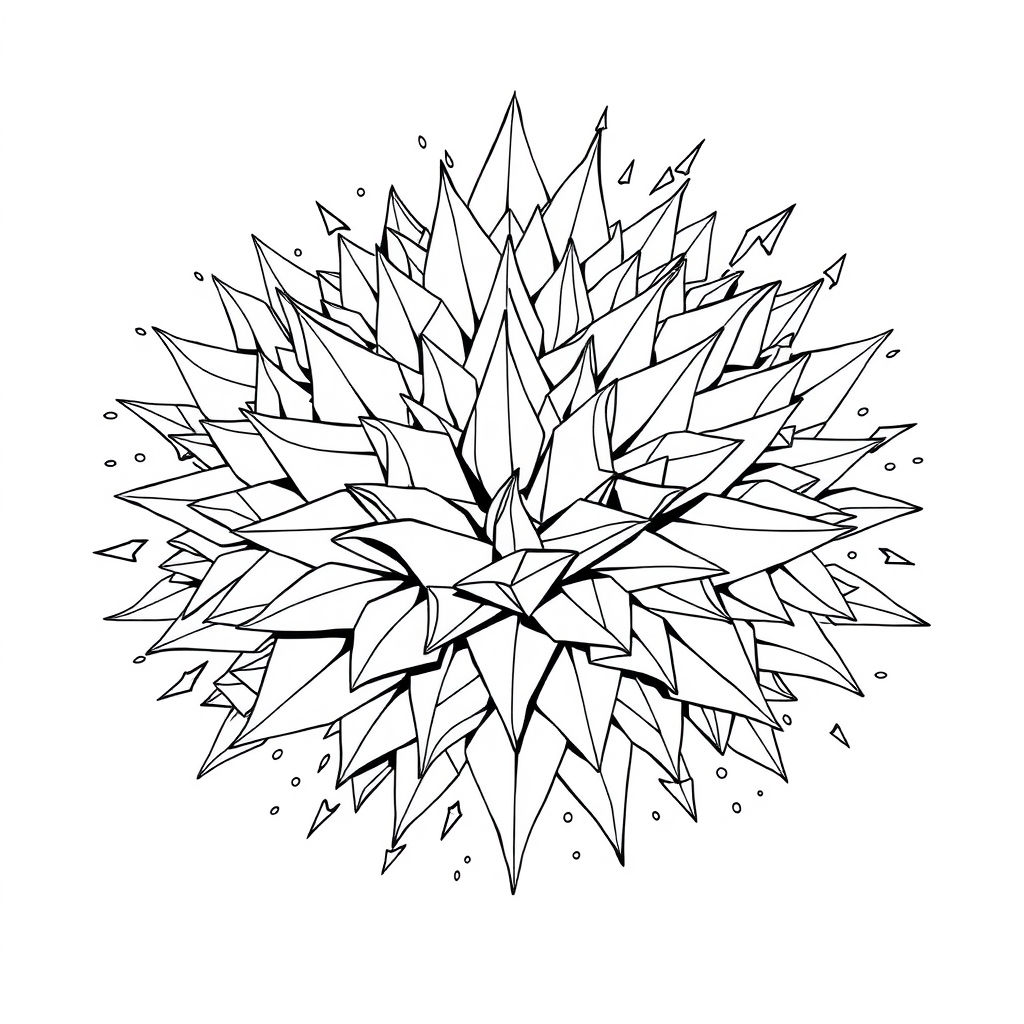 Origami Explosion Reckoning - coloring page preview