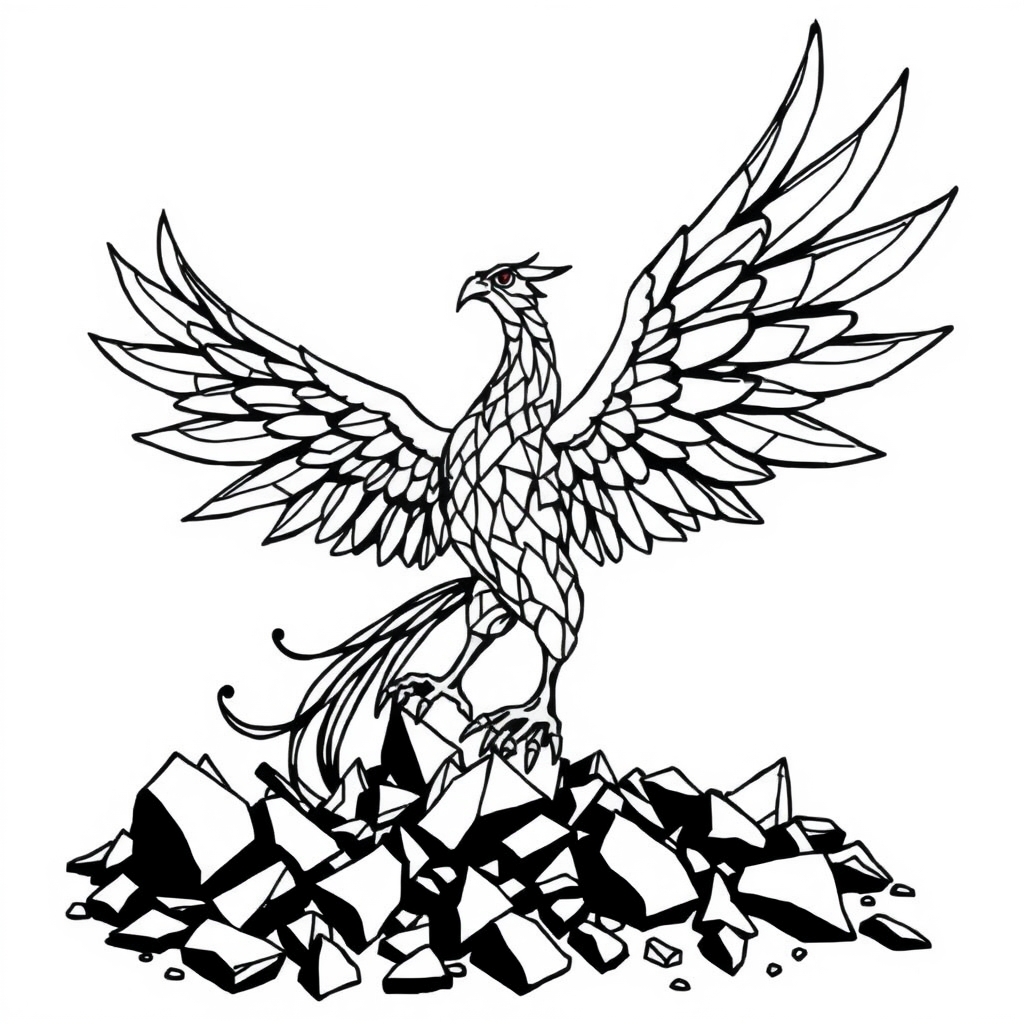 Shattered Phoenix - coloring page preview