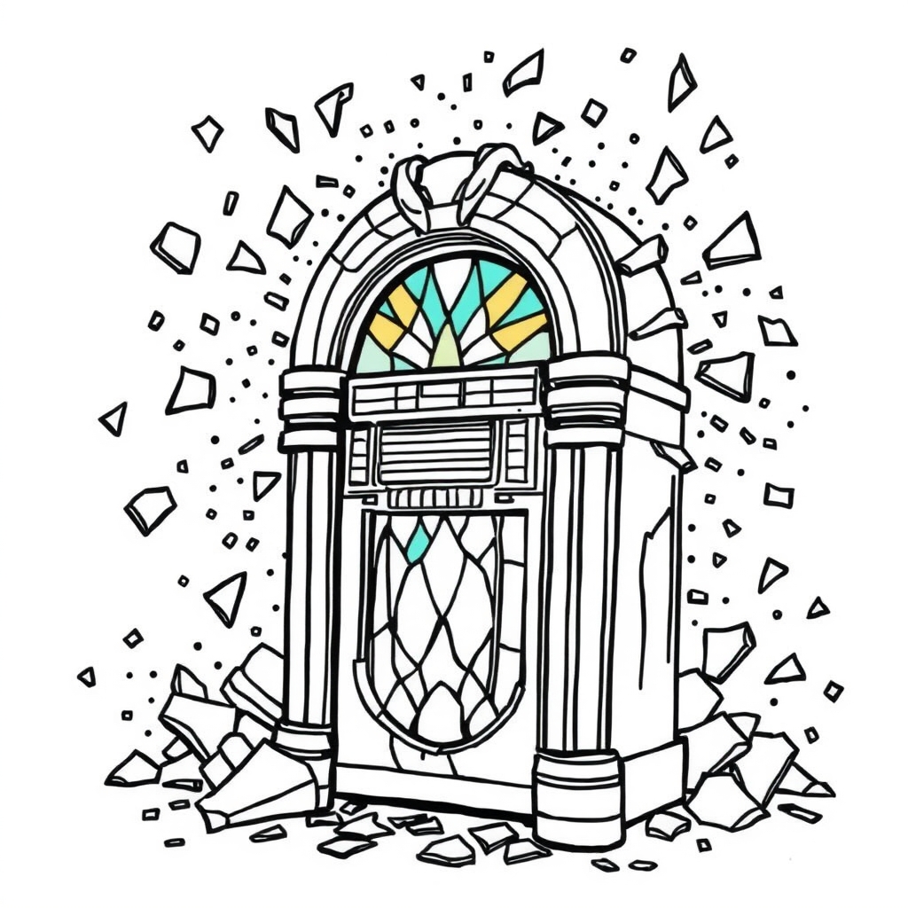 Shattered Sound Box - coloring page preview