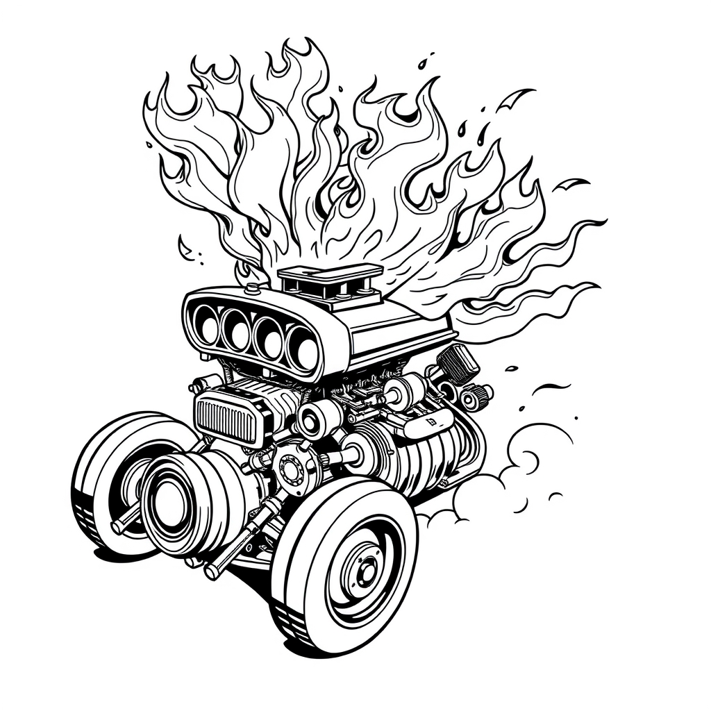 Turbo Engine Blast - coloring page preview