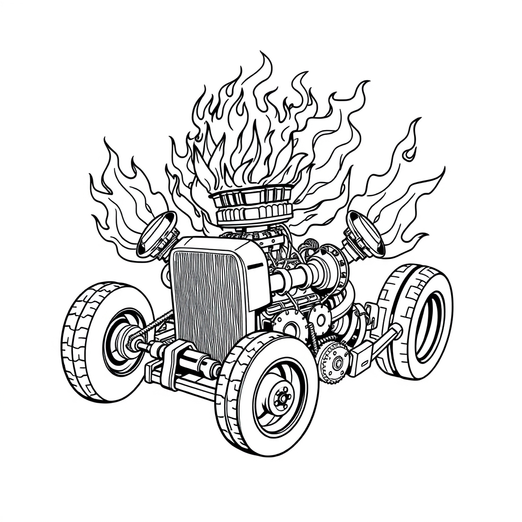 Turbo Engine Blast - coloring page preview