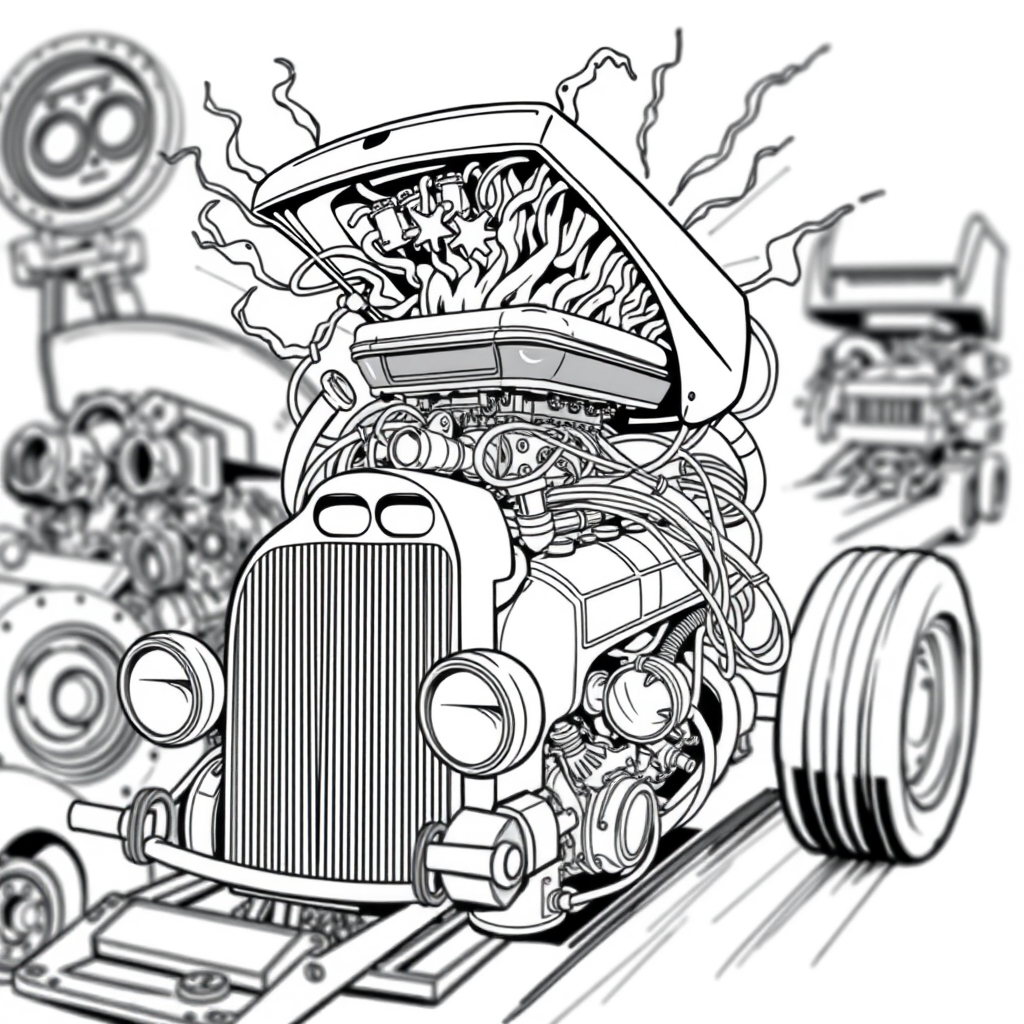 Turbo Engine Blitz - coloring page preview