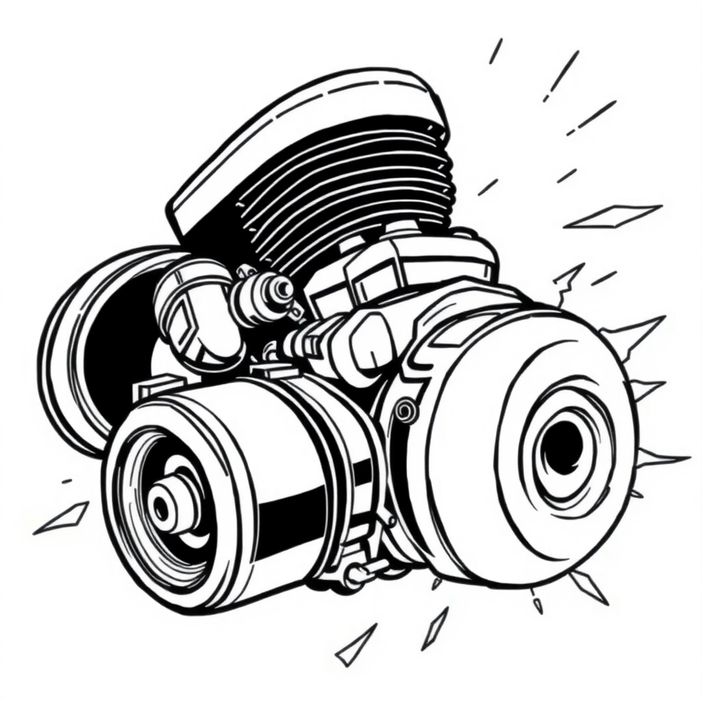 Turbo Engine Blast - coloring page preview