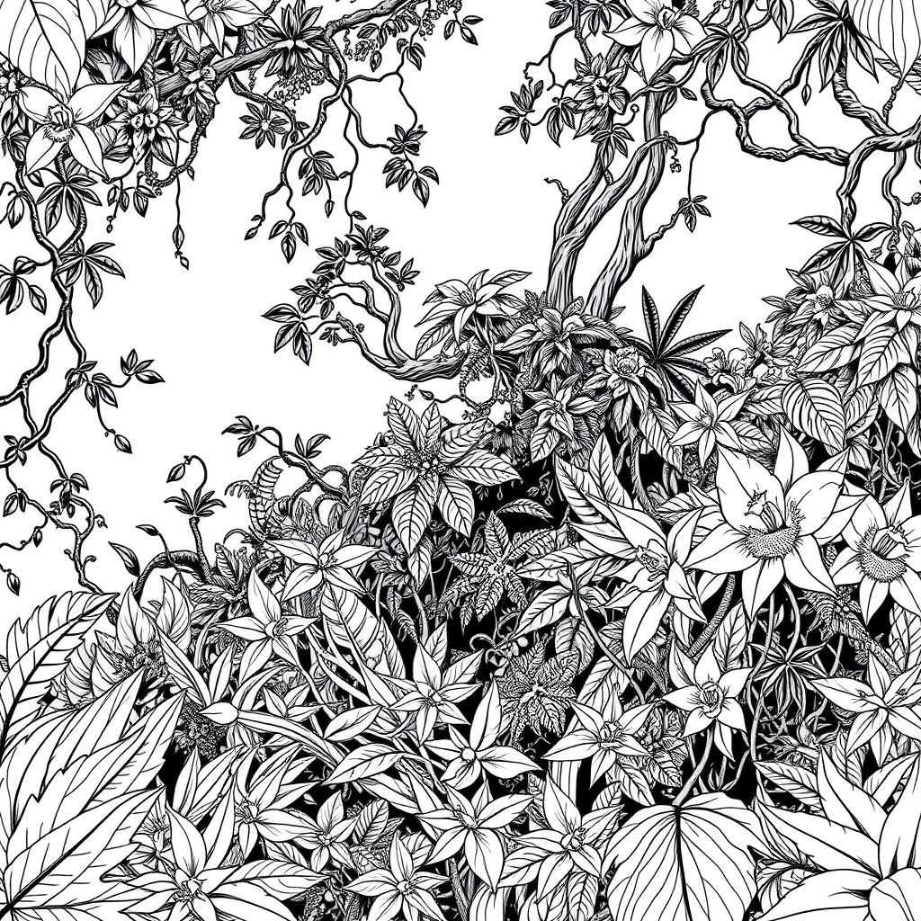 Vibrant Jungle Awakening - coloring page preview