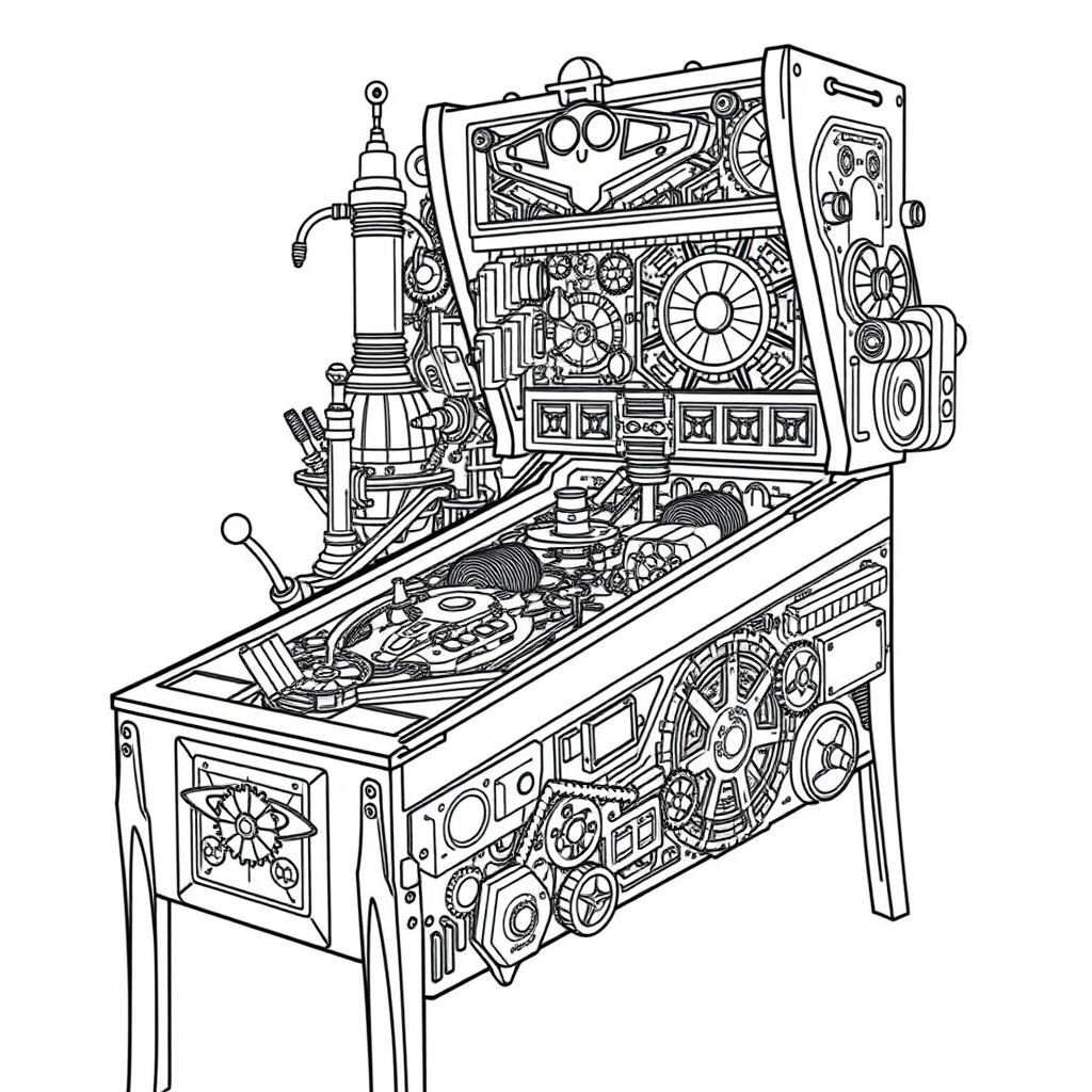 Vintage Pinball Machine Innards - coloring page preview