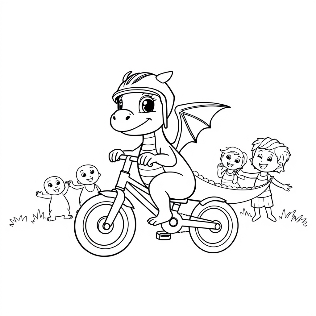 Baby Dragon Bike Ride coloring page