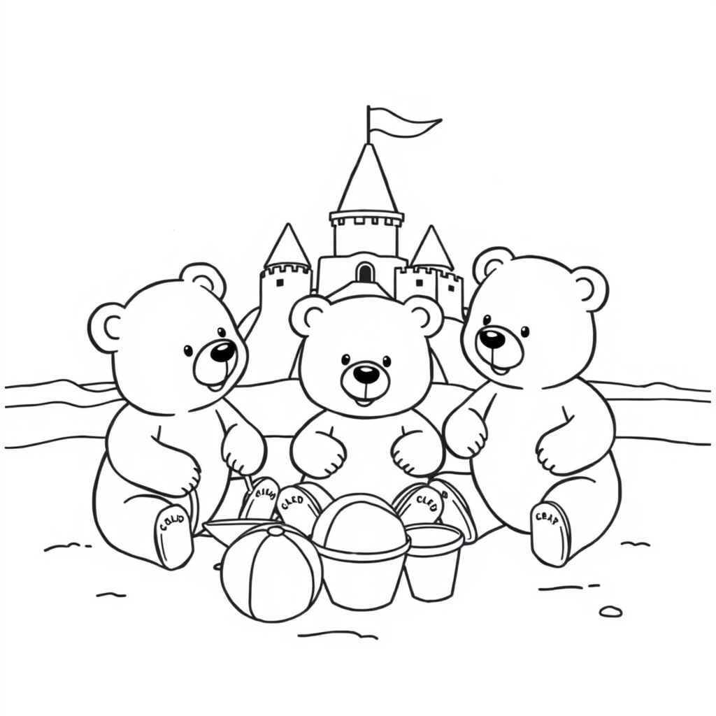 Bears At The Beach coloring page