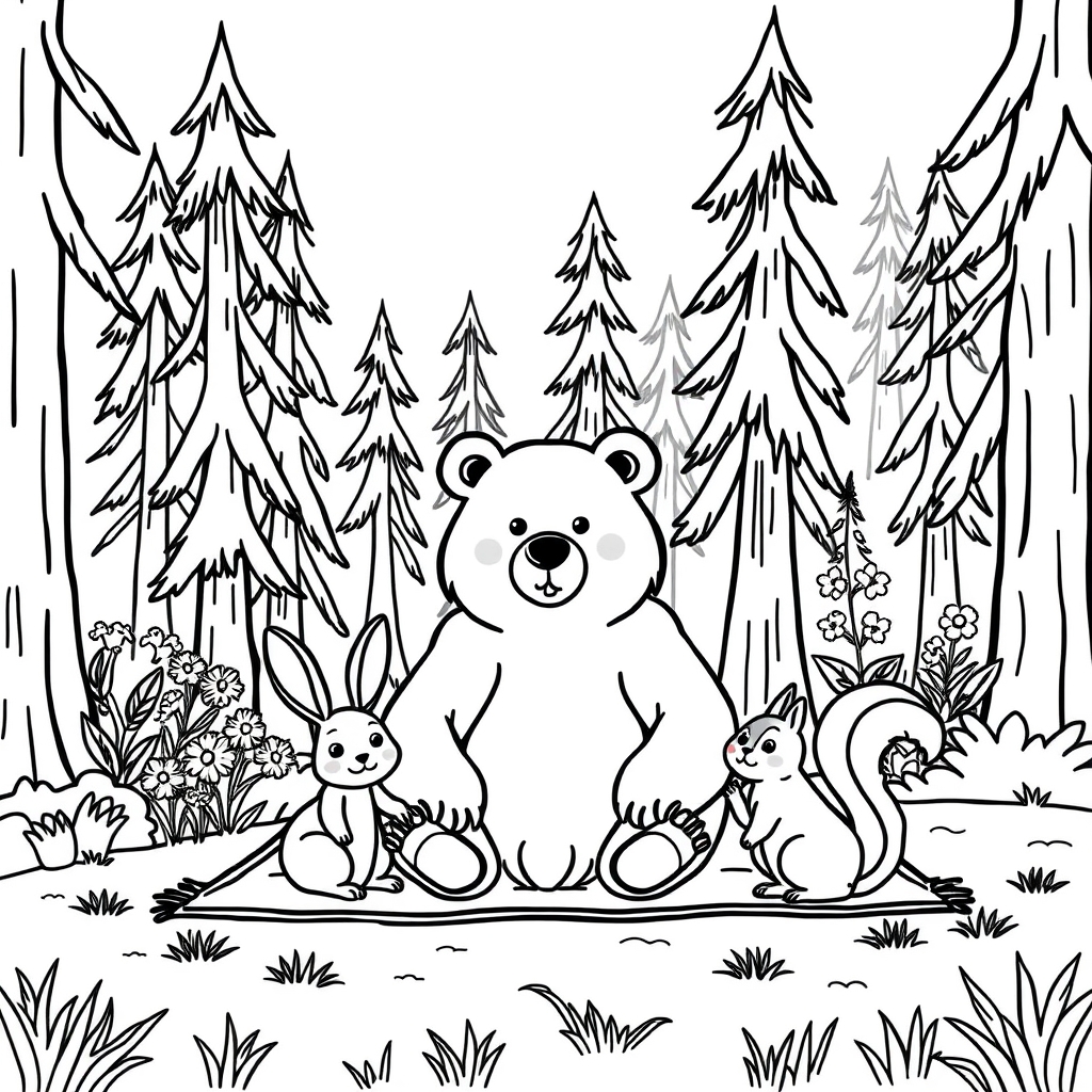 Bear's Picnic Adventure coloring page