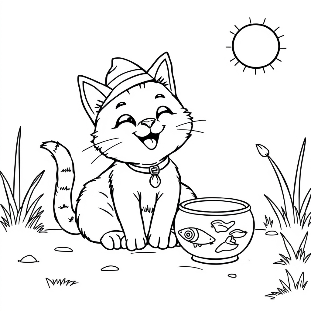 Big Happy Cat coloring page