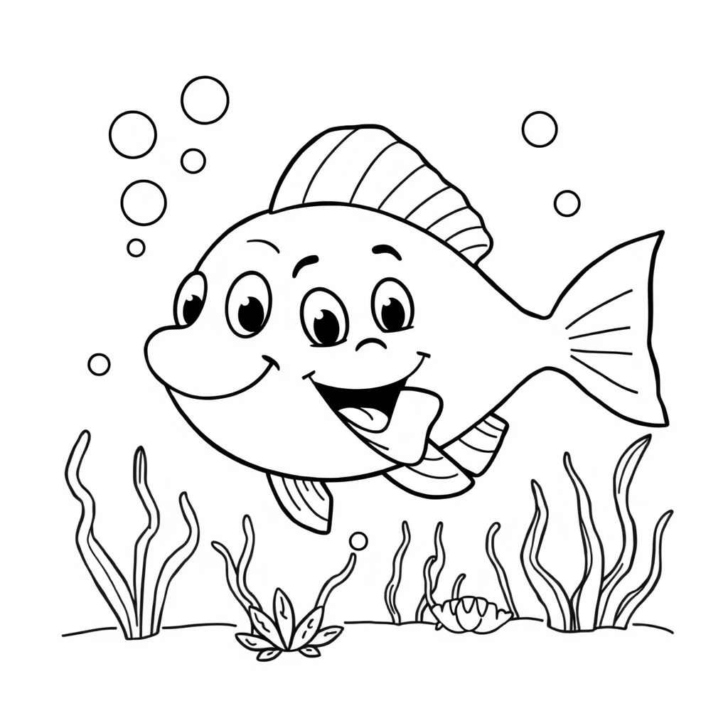 Big Happy Fish coloring page