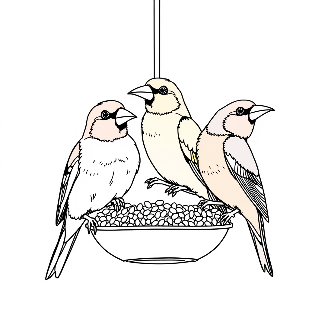 Birds At The Feeder coloring page