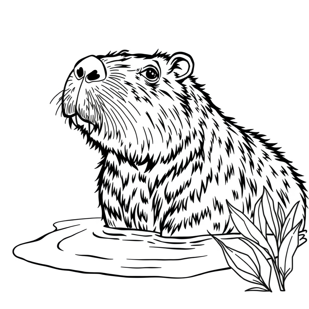 Capybara Soaks In Spring coloring page