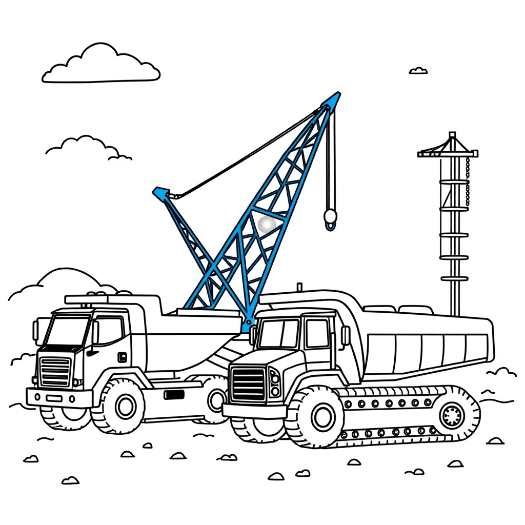 Construction Site Adventure coloring page
