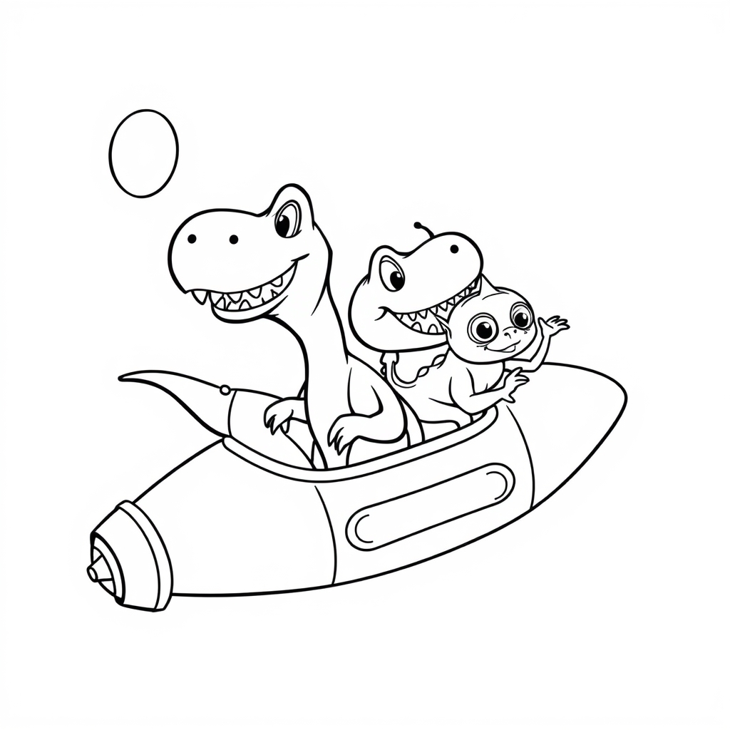 Dino Space Expedition coloring page