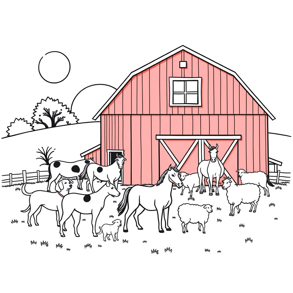Dogs At The Farm coloring page