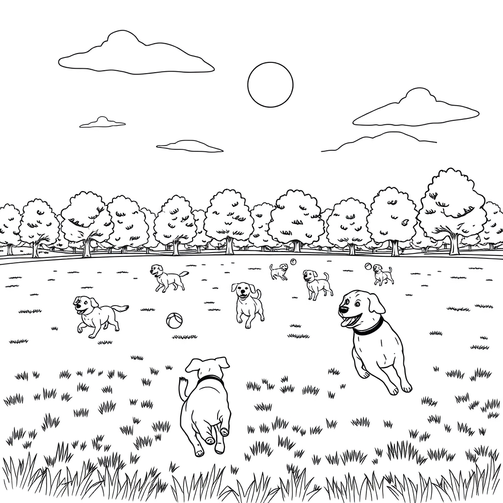 Dogs At The Park coloring page