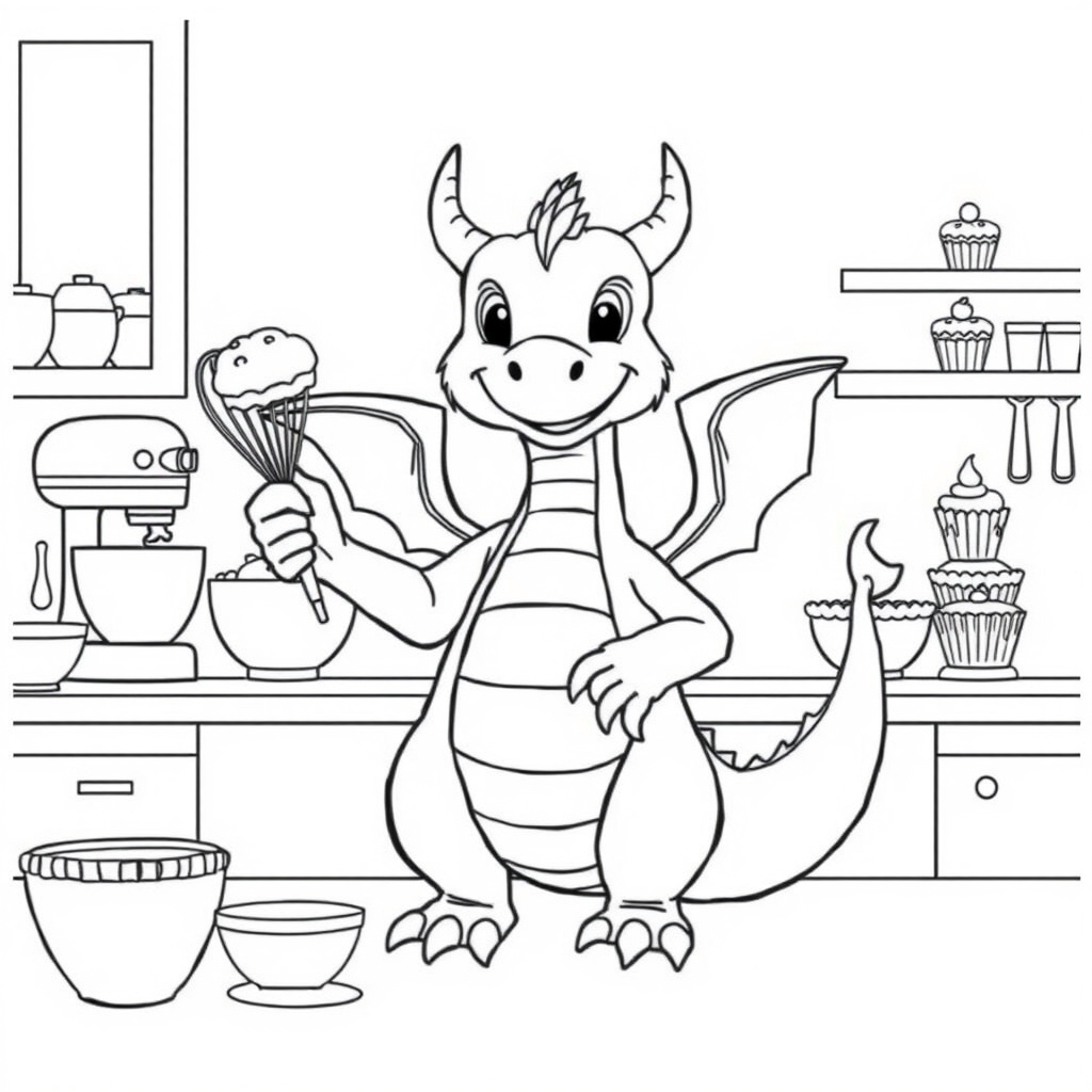 Dragon's Sweet Treats Bakery coloring page