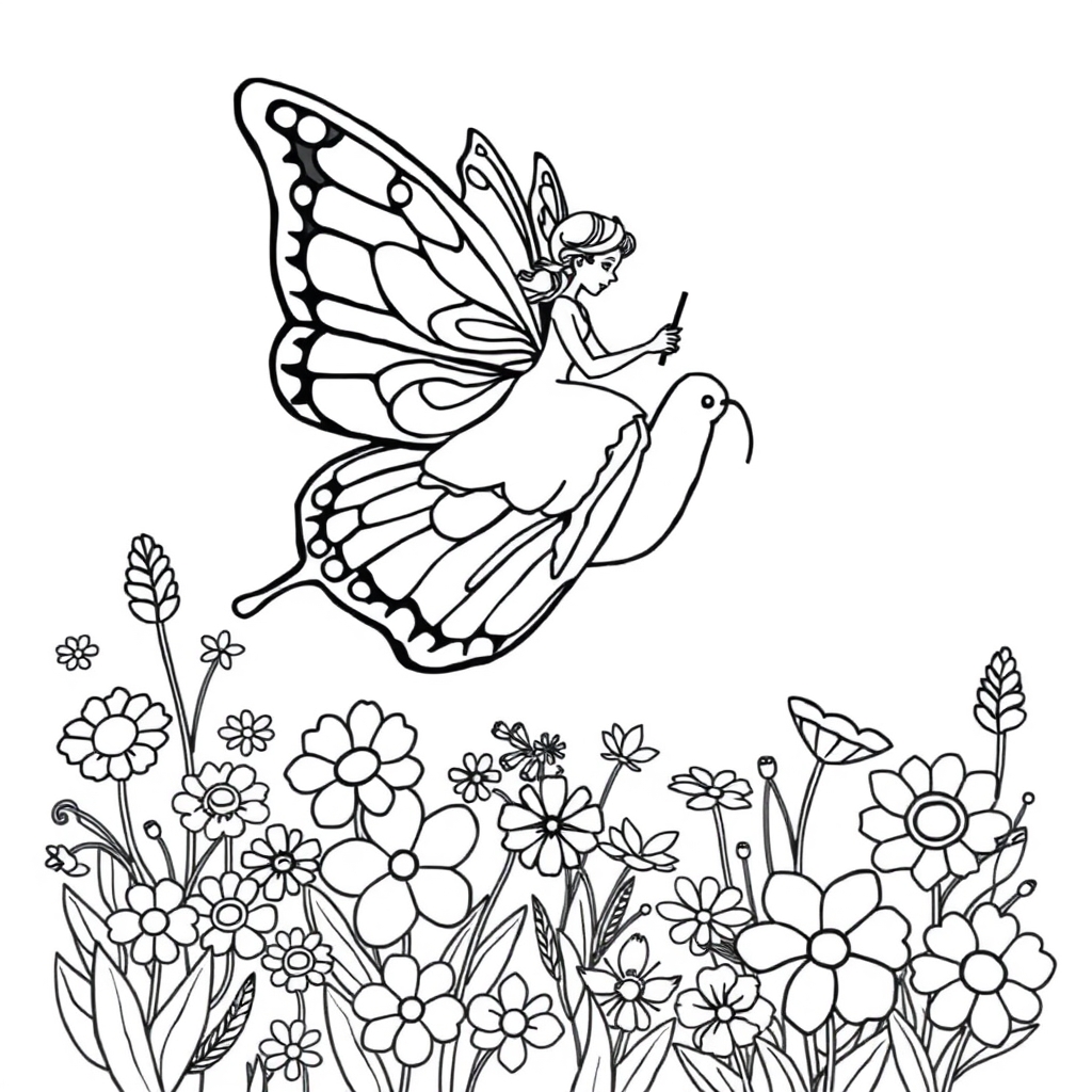 Fairy's Magical Garden Flight coloring page