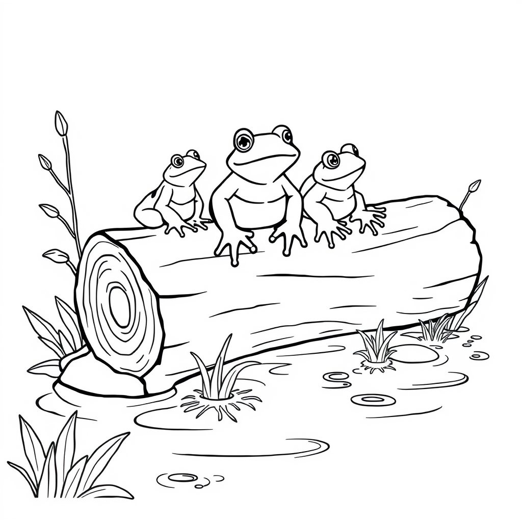Frogs On A Log coloring page