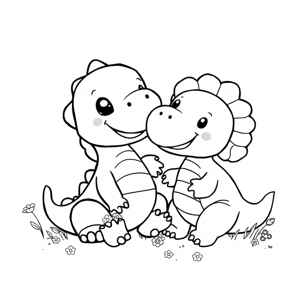 Happy Dinosaur Friends coloring page