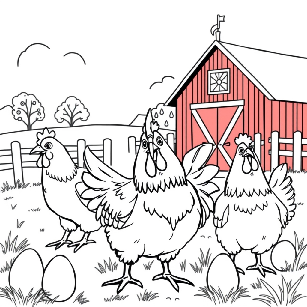 Happy Little Chickens coloring page