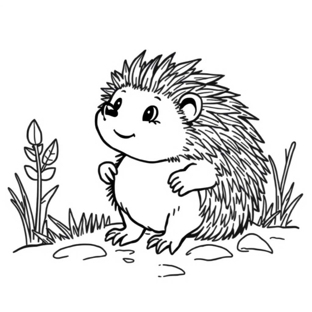 Hedgehog Hike Adventure coloring page
