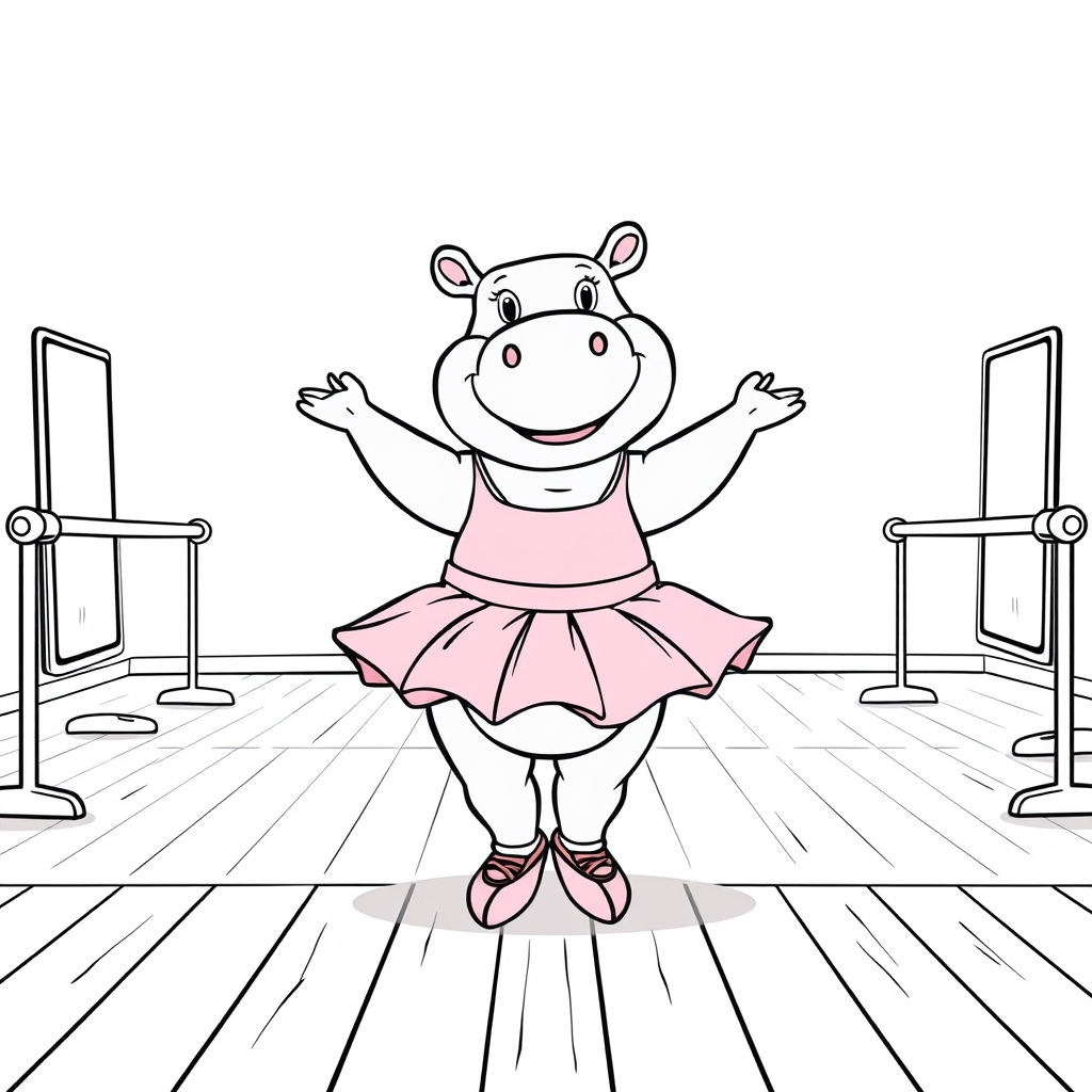 Hippo Ballet Dance coloring page