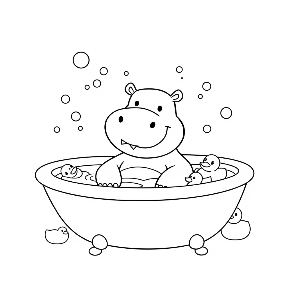Hippo In A Tub coloring page