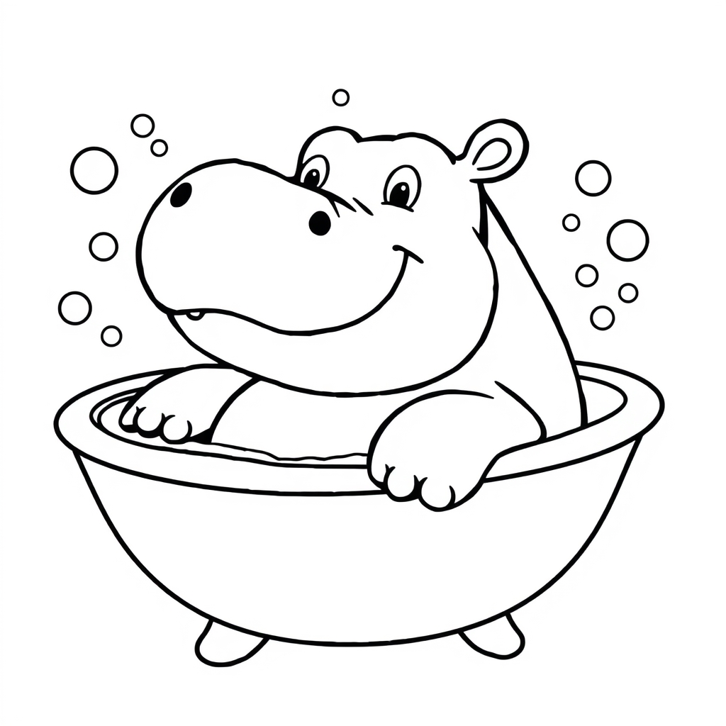 Hippo In The Tub coloring page
