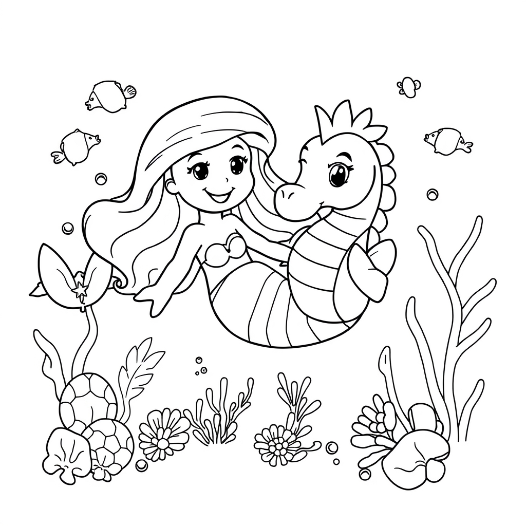 Magical Mermaid Friends coloring page