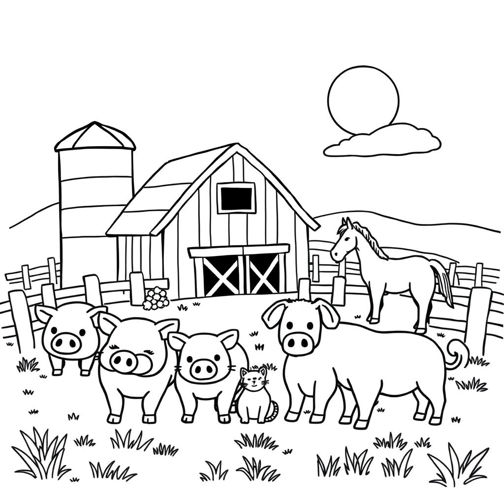 Pigs At The Farm coloring page