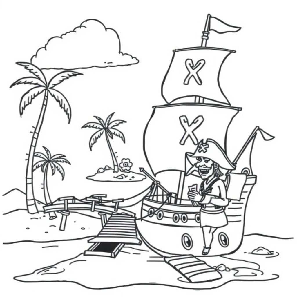 Pirate's Treasure Island coloring page