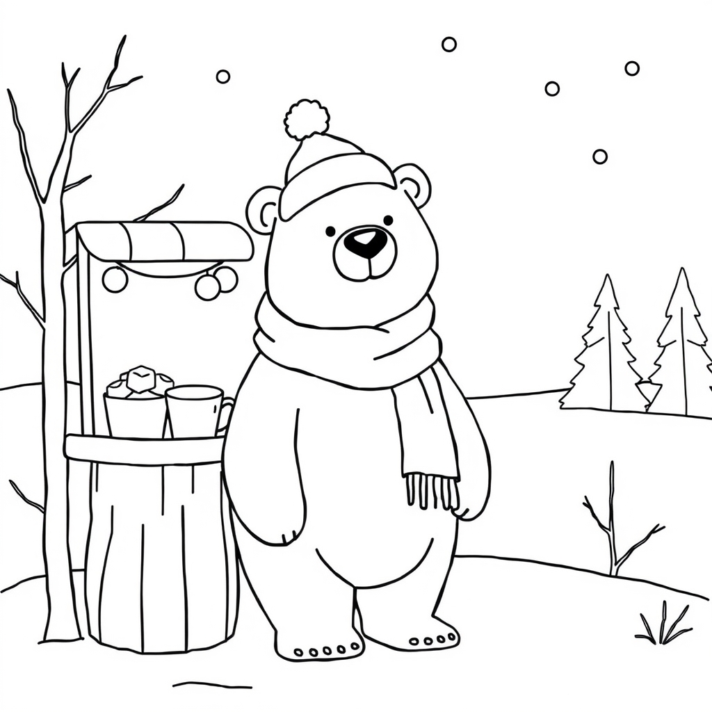 Polar Bear Hot Cocoa coloring page