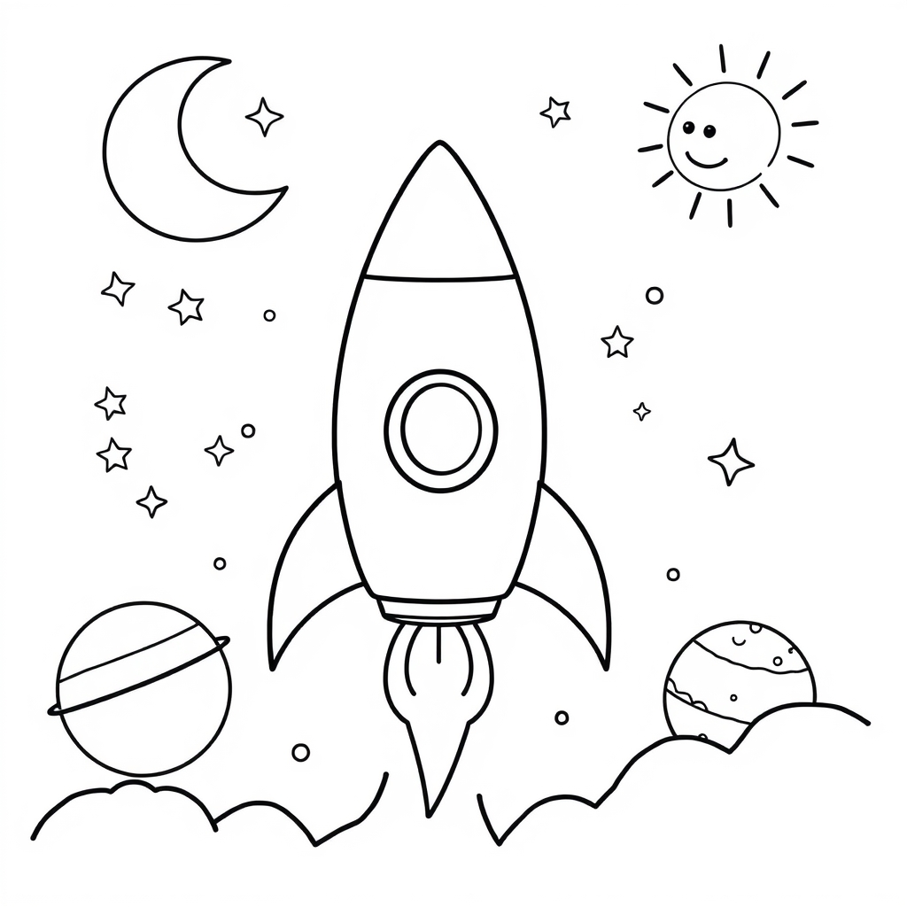 Space Rocket Blast Off coloring page