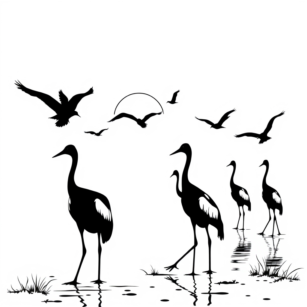 Cranes At Dusk