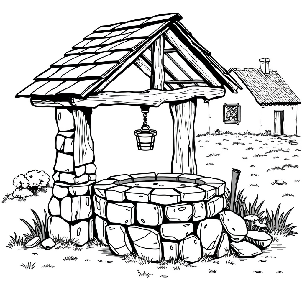 Farmhouse Well at Dawn
