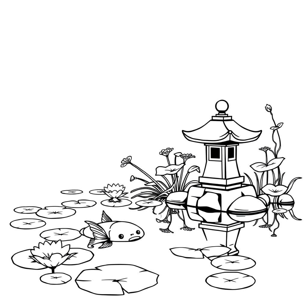 Tranquil Japanese Koi Pond